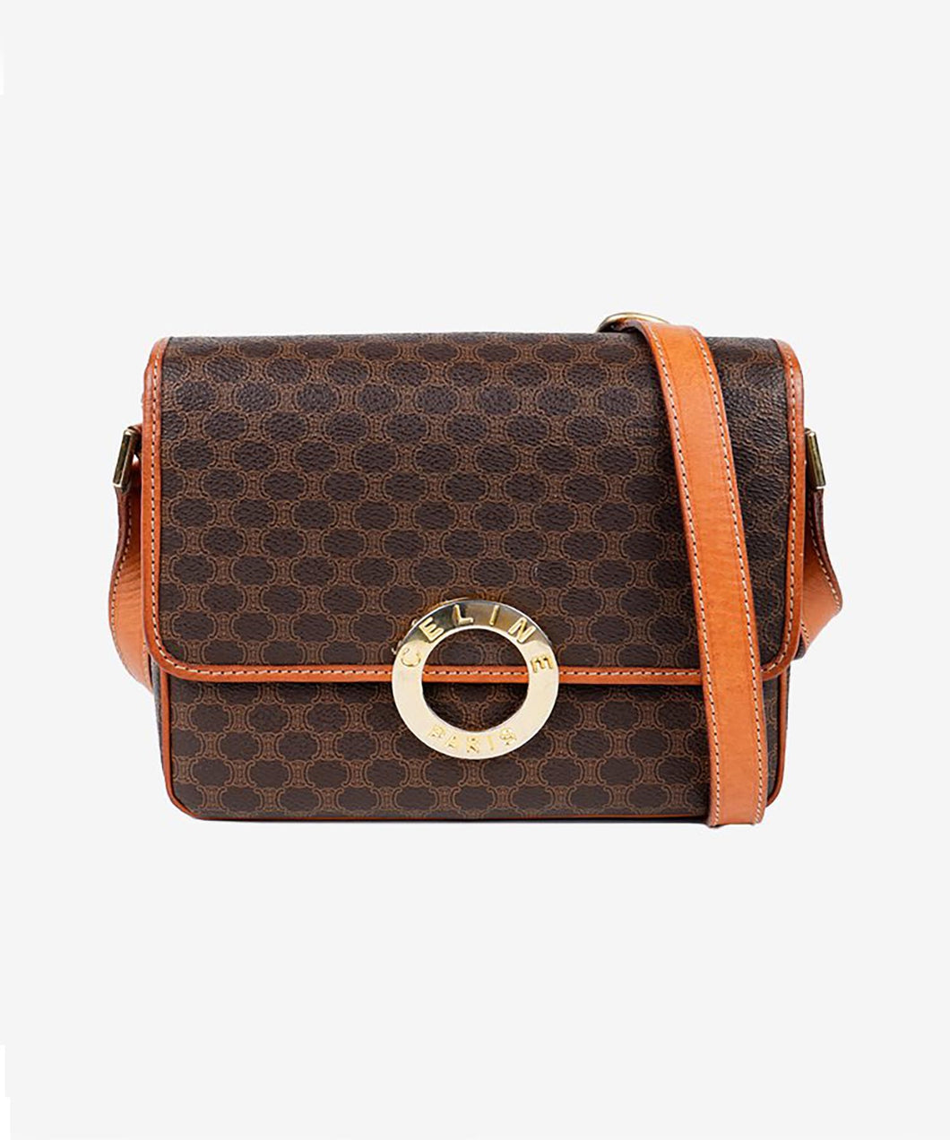 【WOMEN】CELINE マカダム柄サークルロゴショルダーバッグ M13 ブラウン ヴィンテージ